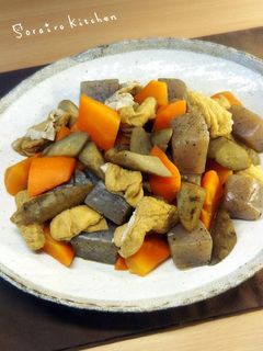 根菜でヘルシー*こんにゃくと油揚の煮物-レシピのメイン写真