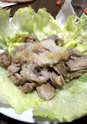 大根おろしでサッパリ！鶏ハラミのレタポン-レシピのメイン写真