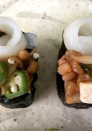 なめ茸おくら納豆といかの豆腐軍艦-レシピのメイン写真