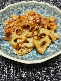 蓮根と豚肉のスタミナポン酢炒め。-レシピのメイン写真