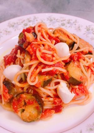 なすとモッツァレラチーズのトマトパスタ-レシピのメイン写真