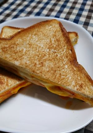 厚切りパンのホットサンドはフライパンで！-レシピのメイン写真