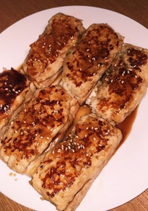 豆腐の鶏ひき肉のせ蒲焼き風-レシピのメイン写真