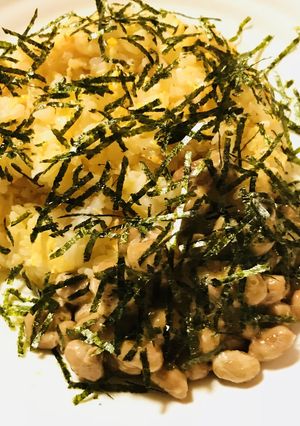 玉子ごはん風の半熟仕上げチャーハン納豆添-レシピのメイン写真