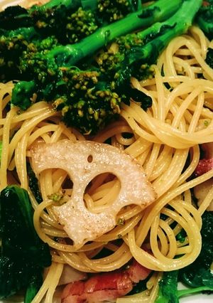 春待ちわびるパスタ☆菜の花&蓮根-レシピのメイン写真