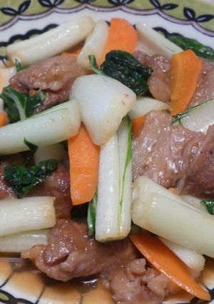 中国野菜パクチョイと牛肉の炒め-レシピのメイン写真