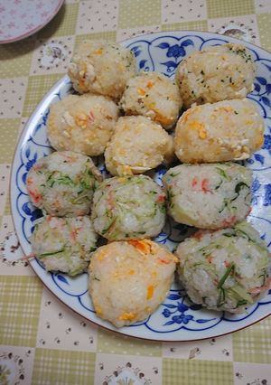 水菜のカラフルおにぎりとスープ-レシピのメイン写真