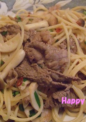 牛肉ときのこのペペロンチーノ♡-レシピのメイン写真