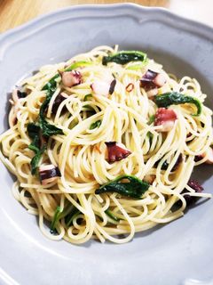 たことほうれん草のペペロンチーノ-レシピのメイン写真