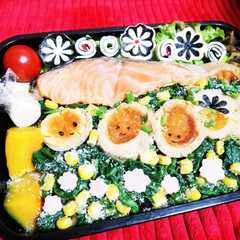 รูปของ のっけ弁＊卵アートde 応援・花見弁当