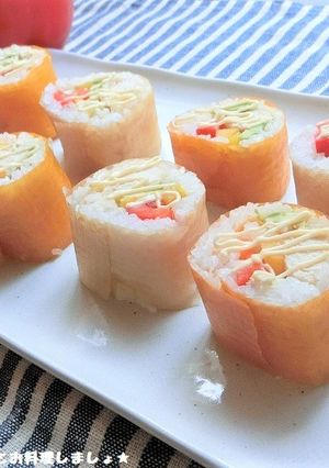 簡単★しょう油鶏とアボカドの恵方巻き-レシピのメイン写真