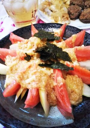 トマトとセロリのとろろがけサラダ-レシピのメイン写真