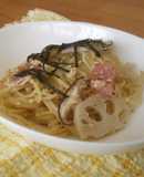 和風☆味噌ゴマエッグスープパスタ