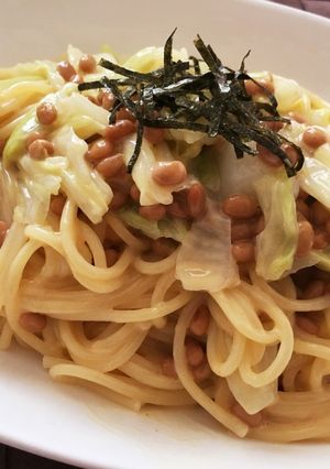 納豆味噌カルボナーラ-レシピのメイン写真