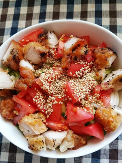 残りの唐揚げでサラダうどん(^-^)v-レシピのメイン写真