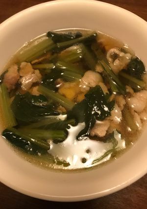 小松菜と豚肉のスープ-レシピのメイン写真