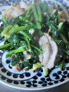 カブの葉と、塩糀漬け豚肉のさっと炒め-レシピのメイン写真