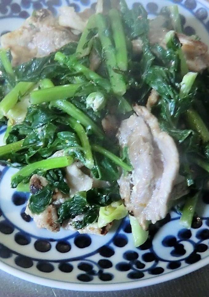 カブの葉と、塩糀漬け豚肉のさっと炒め-レシピのメイン写真