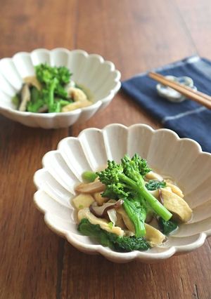 うどんスープで簡単和総菜♪菜の花と椎茸煮-レシピのメイン写真