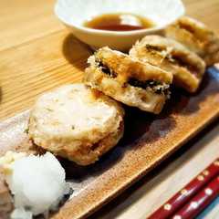 รูปของ 蓮根と海老のはさみ揚げ