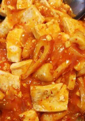 節約！木綿豆腐とちくわのチリソース炒め-レシピのメイン写真