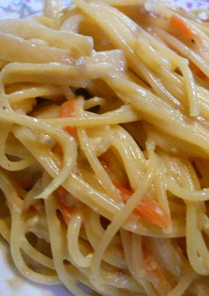 ヘルシーパスタ◎豆乳×味噌のカルボナーラ-レシピのメイン写真