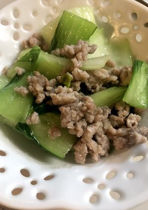 簡単☆チンゲン菜とひき肉の炒め物♡-レシピのメイン写真