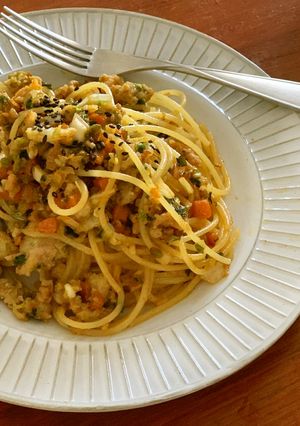 余った餃子のタネで！甘辛パスタ-レシピのメイン写真