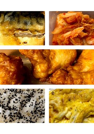 男弁当10分 唐揚げ、鯖缶、オムレツ-レシピのメイン写真