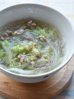 温活♪白菜、春雨、ひき肉の生姜スープ-レシピのメイン写真