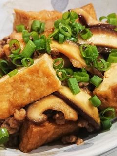 豚ひき肉と厚揚げとキノコの味噌炒め-レシピのメイン写真