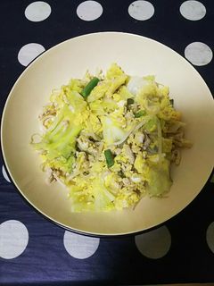鶏ひき肉とキャベツの卵とじ-レシピのメイン写真