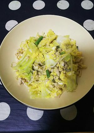 鶏ひき肉とキャベツの卵とじ-レシピのメイン写真
