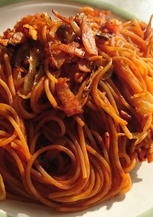 トンカツソース追加でナポリタン-レシピのメイン写真