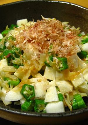 梅風味のクラゲ長芋オクラのネバネバサラダ-レシピのメイン写真