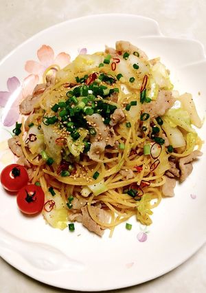 熱々を食べてね♡白菜キャベツ豚バラパスタ-レシピのメイン写真