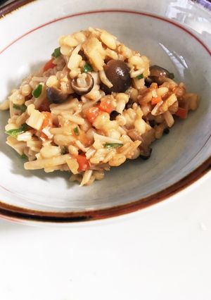もち麦とキノコの味噌炒め-レシピのメイン写真