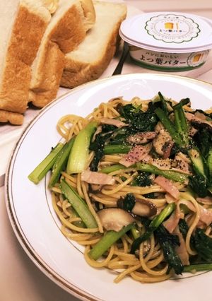 小松菜の和風大蒜バターパスタ-レシピのメイン写真