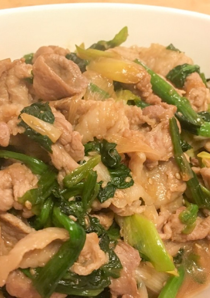 簡単たれ使用☆豚肉とほうれん草の炒め物-レシピのメイン写真