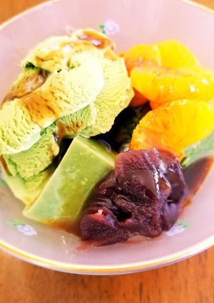 ★プルプル抹茶ミルクゼリーのあんみつ★-レシピのメイン写真