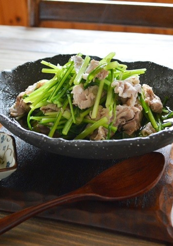 壬生菜と豚肉の煮浸し-レシピのメイン写真