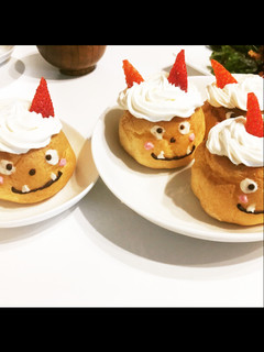節分に♡簡単シュークリームの鬼さん-レシピのメイン写真