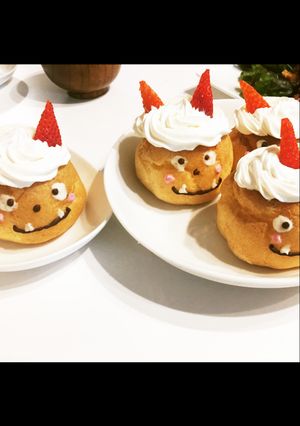 節分に♡簡単シュークリームの鬼さん-レシピのメイン写真