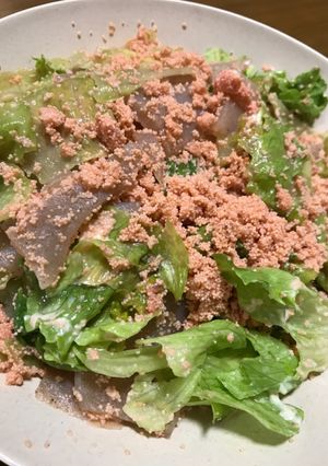 こんにゃく大量消費 レタスとたらこ炒め-レシピのメイン写真