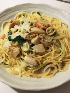 帆立とほうれん草の味噌クリームパスタ-レシピのメイン写真