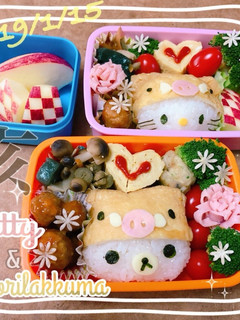 干支キャラ弁*亥キティー&コリラックマ-レシピのメイン写真