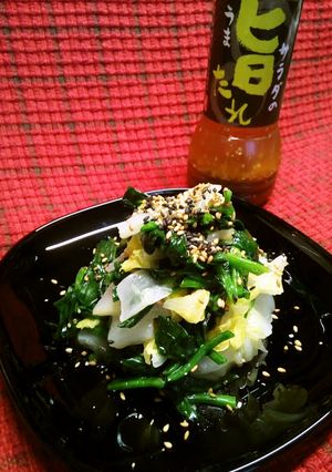法蓮草と白菜のホットサラダ(旨だれかけ)-レシピのメイン写真