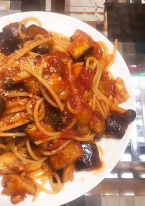 鶏肉とナスのトマトソースパスタ-レシピのメイン写真