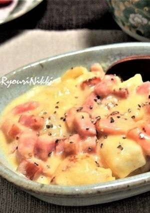 ヤミツキ！　お餅のカルボナーラ♪　-レシピのメイン写真