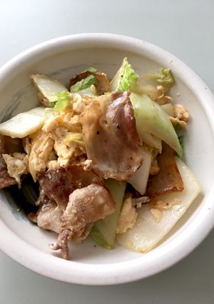 簡単！白菜、卵、豚バラの中華風炒め-レシピのメイン写真